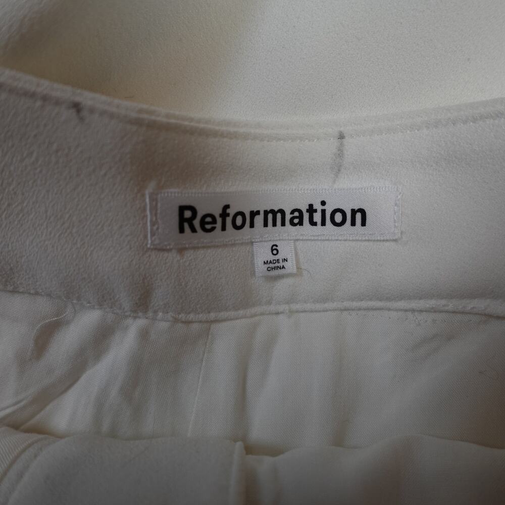 Reformation Pants Womens 6 Faye Lined Wide Leg High Rise Ivory - Picture 9 of 15